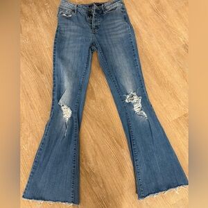 Pserin Wasson Bell Bottom Blue Women's Jeans